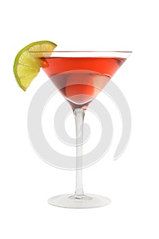 Cosmopolitan cocktail with lime garnish