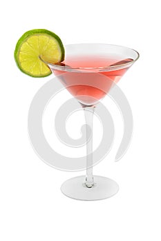 Cosmopolitan cocktail with lime slice