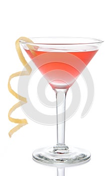 Cosmopolitan martini cocktail with vodka red cranberry juice