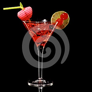 Cosmopolitan martini fresh Coctail isolated on black