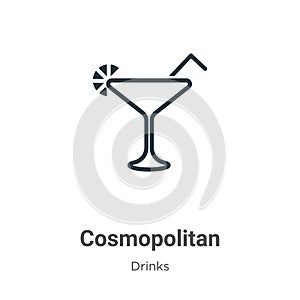 Cosmopolitan outline vector icon. Thin line black cosmopolitan icon, flat vector simple element illustration from editable drinks