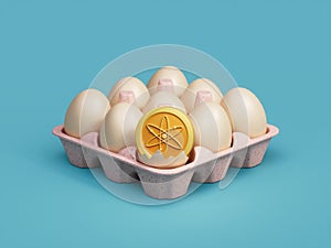 Cosmos Atos Crypto Broken Open Crack Egg Tray Box 3D Illustration