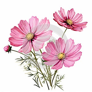 Cosmos Clipart Detailed Vector Illustration Of Botanical Cosmos Flowers