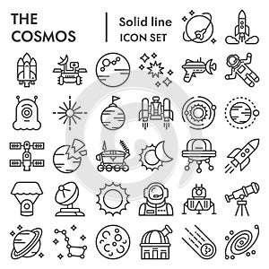 Cosmos line icon set, space symbols collection, vector sketches, logo illustrations, astronomy signs linear pictograms