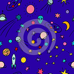 Cosmos space astronomy simple seamless pattern