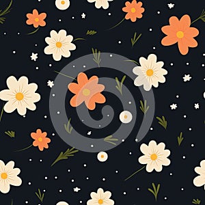 Cosmos Vector Pattern: Cute And Dreamy Floral Design With A Warm Color Palette