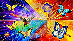 Cosmos vibrant color nature butterfly life space travel