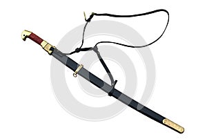 Cossack shashka in scabbard on white background