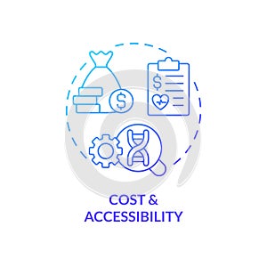 Cost and accessibility blue gradient concept icon