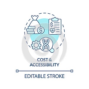 Cost and accessibility turquoise concept icon