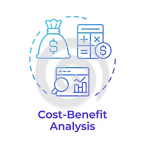 Cost benefit analysis blue gradient concept icon