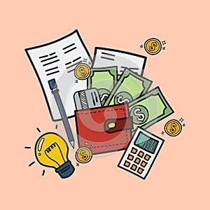 Cost control concept in doodle style