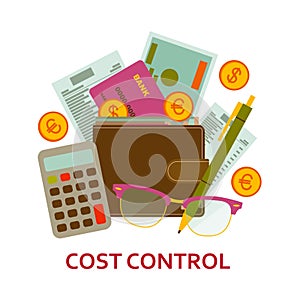 Cost control concept in flat style