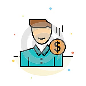 Cost, Fee, Male, Money, Payment, Salary, User Abstract Flat Color Icon Template