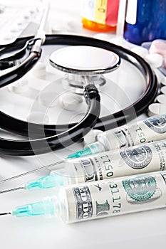 Cost of healthcare conceptual still life