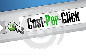 Cost per click message on a browser. illustration