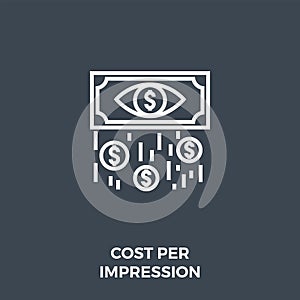 Cost Per Impression Related Vector Thin Line Icon
