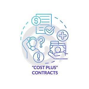 Cost plus contracts blue gradient concept icon