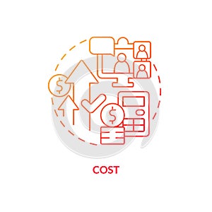 Cost red gradient concept icon