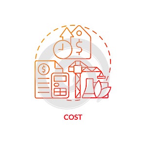 Cost red gradient concept icon