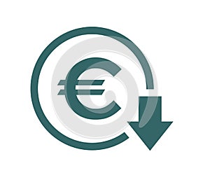 Cost reduction- decrease icon. Vector symbol image isolated on background