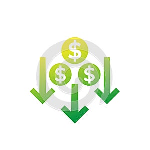 cost reduction icon with a dollar symbol
