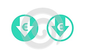 Cost reduction icon. Euro. Image isolated on white background. Vector illustration.