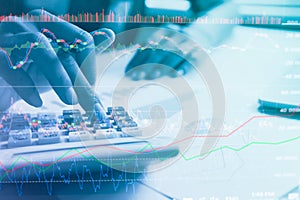 Cost and stock market or forex graph suitable for financial investment