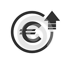 Cost symbol euro increase icon. Vector symbol image isolated on background