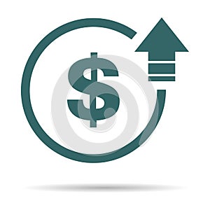 Cost symbol euro increase icon. Vector symbol image isolated on background