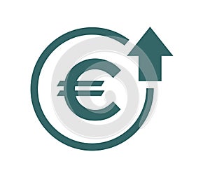 Cost symbol increase icon. Vector symbol image isolated on background