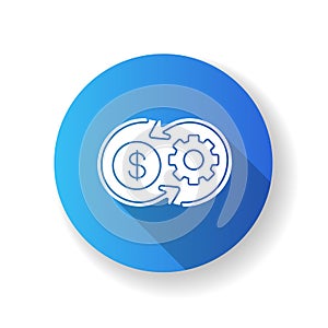 Cost synergy blue flat design long shadow glyph icon