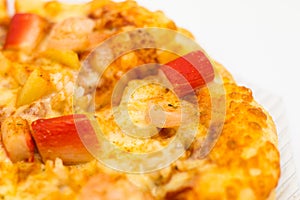 Cost-up Pizza seafood box set isolated on white background.