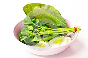 Cost-up Thai food menu is Side dish Vegetable on white background