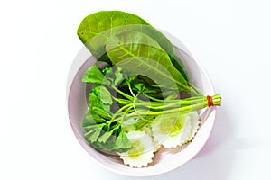 Cost-up Thai food menu is Side dish Vegetable on white background