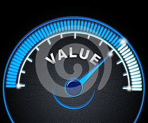 Cost Versus Value Gauge Portrays Spending vs Benefit Received - 3d Illustration