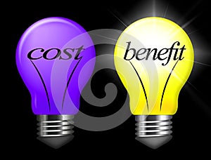 Cost Vs Benefit Light Means Comparing Price Against Value - 3d Illustration