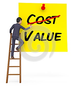 Cost Vs Value Note Denotes Return On Investment Roi - 3d Illustration