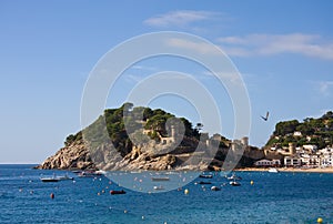 Costa Brava, beach and medieval castle in Tossa de Mar, Catalonia, Spain