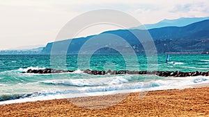 Costa de Almeria, Spain beach with kitesurfing