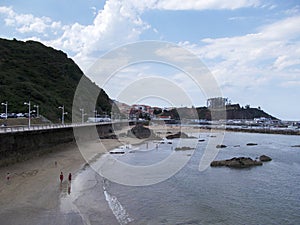 Costa de CandÃ¡s on a day with blue skies and some clouds in the Principality of Asturias, Spain.