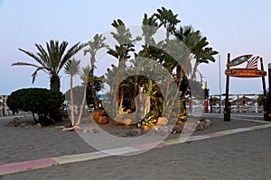 Costa del Sol (Coast of the Sun) at night, Malaga in Andalusia, Spain