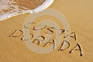 Costa Dorada written in the sand