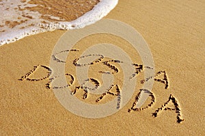 Costa Dorada written in the sand photo