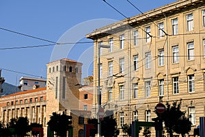 Costa high school and post office. Old building of an Italian school and postal building designed by Angiolo Mazzoni