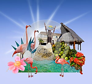 Costa Maya, Mexico- collage of Costa Maya cruise ship terminal and resort is a perfect place