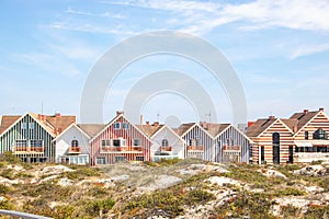 Costa Nova at Aveiro on the atlantico coast of Portugal