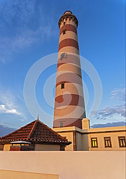 Costa Nova do Prado ( Portugal). Brick lighthouse