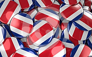 Costa Rica Badges Background - Pile of Costa Rican Flag Buttons.