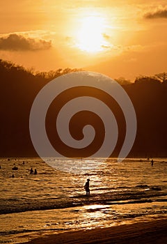Costa Rica Beach Surfers at Sunset